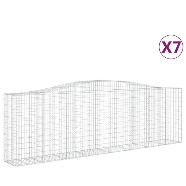 vidaXL Cesti Gabbioni ad Arco 7 pz 400x50x120/140 cm Ferro Zincato