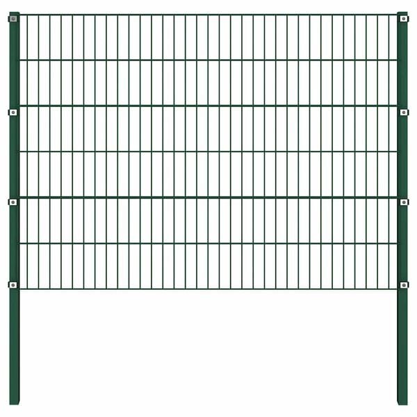 vidaXL Pannello di recinzione con pali in ferro 1385x120 cm verde
