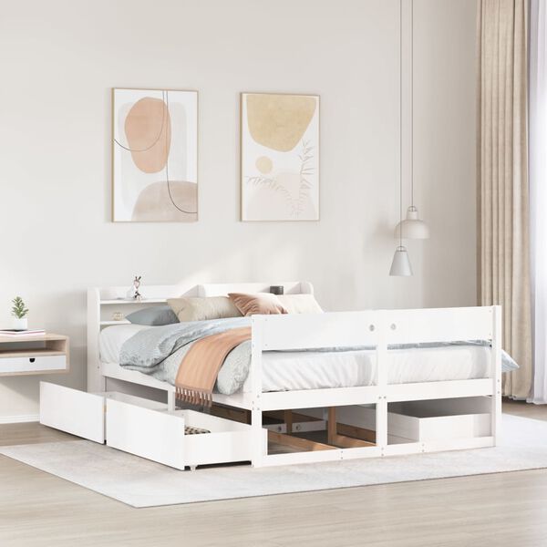 vidaXL Letto senza Materasso Bianco 160x200 cm Legno Massello di Pino