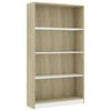 vidaXL Libreria a 4 Ripiani Bianco e Sonoma 80x24x142cm in Multistrato