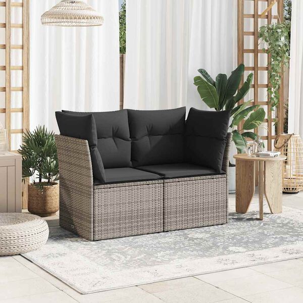vidaXL Divano da Giardino con Cuscini 2 Posti Grigio in Polyrattan