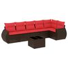 vidaXL Set Divani da Giardino 7 pz con Cuscini Marrone in Polyrattan