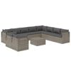 vidaXL Set Divani da Giardino 11 pz con Cuscini in Polyrattan Grigio
