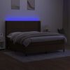 vidaXL Letto a Molle Materasso e LED Marrone Scuro 160x200 cm Tessuto