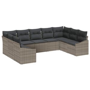 vidaXL Set Divano da Giardino 9 pcs Grigio polyrattan