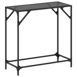 vidaXL Tavolino Consolle con Piano in Vetro Nero 80x35x81cm in Acciaio