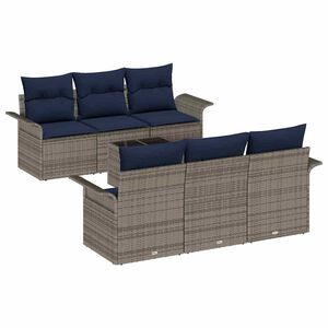vidaXL Set Divano da Giardino 7 pz Grigio polyrattan