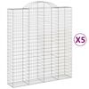 vidaXL Cesti Gabbioni ad Arco 5 pz 200x50x220/240 cm Ferro Zincato