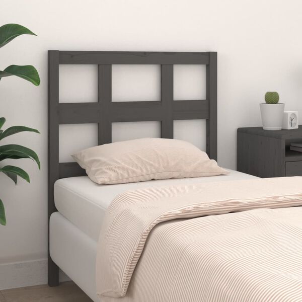 vidaXL Testiera Letto Grigia 80,5x4x100 cm in Legno Massello di Pino
