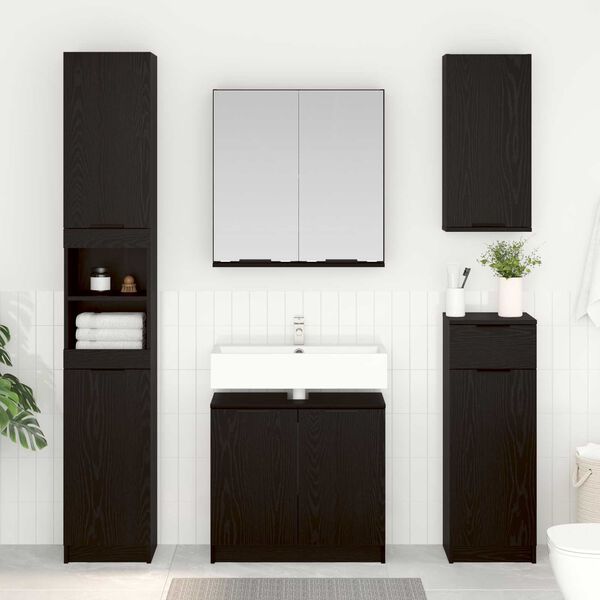 vidaXL Set di mobili per il bagno 5 pcs Rovere Nero Legno multistrato