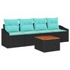 vidaXL Set Divano da Giardino 5 pz Nero polyrattan