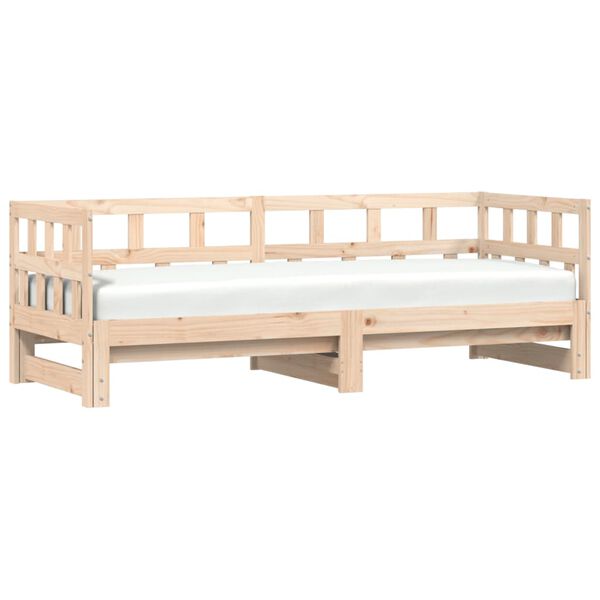 vidaXL Divano Letto con Letto Estraibile 90x190 cm Legno Massello Pino