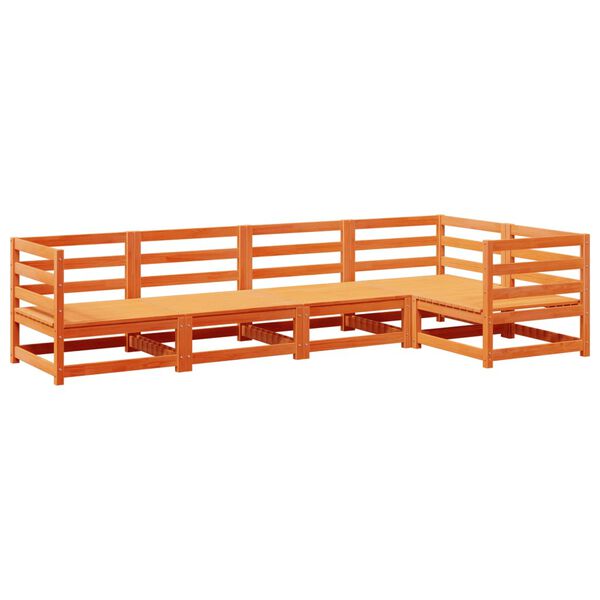 vidaXL Set Divani da Giardino 5 pz Marrone Cera Legno Massello Pino