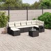 vidaXL Set Divani da Giardino con Cuscini 8 pz Nero in Polyrattan