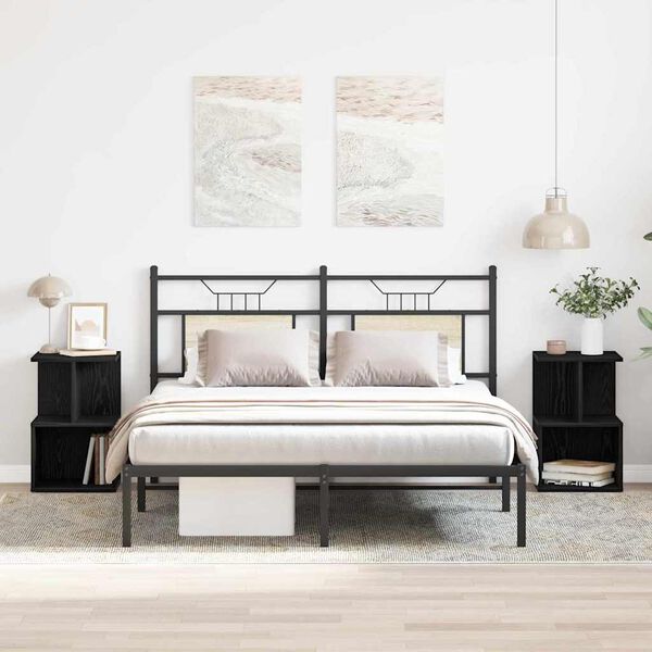 vidaXL Armadio da Notte 2 pcs Rovere Nero 35 x 35 x 55 cm