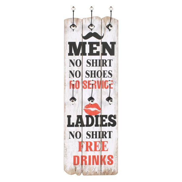 vidaXL Appendiabiti da Parete con 6 Ganci MEN LADIES 120x40 cm