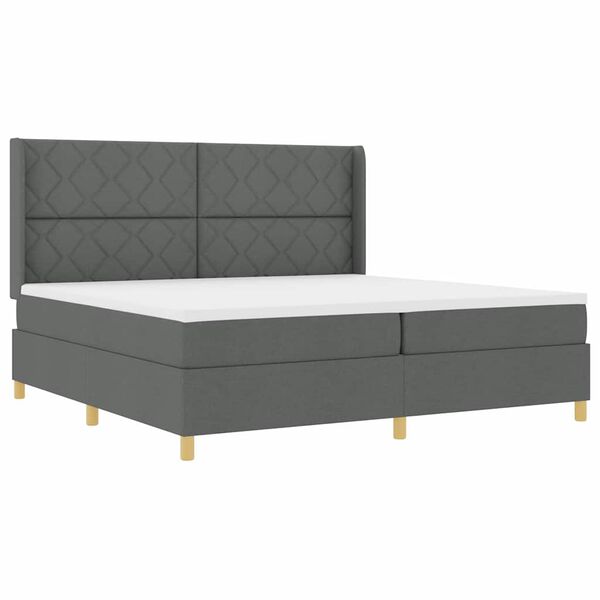 vidaXL Letto a molle con materasso Grigio scuro 200 x 200 cm Tessuto