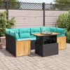 vidaXL Set Divani da Giardino con Cuscini 7pz Nero Polyrattan Acacia