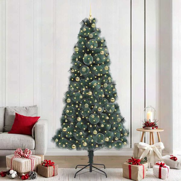 vidaXL Albero di Natale artificiale preilluminato con set di palline