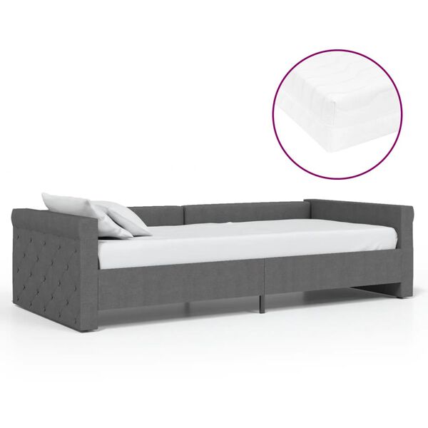 vidaXL Dormeuse con Materasso USB Grigio Scuro in Tessuto 90x200 cm