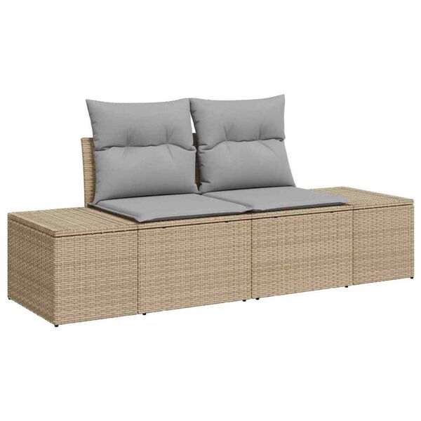 vidaXL Set Divano da Giardino con cuscino 8 pcs Beige Poly Rattan