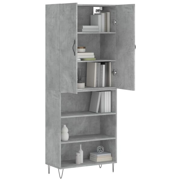vidaXL Credenza Grigio Cemento 69,5x34x180 cm in Legno Multistrato