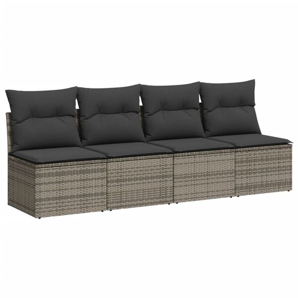 vidaXL Set Divano da Giardino 10 pz con Cuscini Grigio in Polyrattan