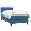 vidaXL Letto a Molle con Materasso e LED Blu Scuro 100x210 cm in Velluto