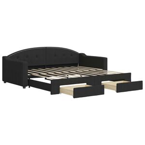 vidaXL Divano Letto Estraibile con Cassetti Nero 90x190 cm in Tessuto