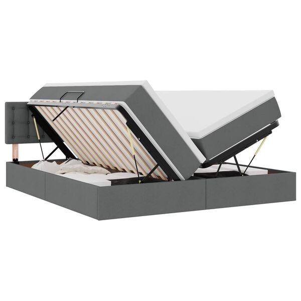 vidaXL Letto con Contenitore Grigio scuro 200 x 200 cm Pelle Sintetica