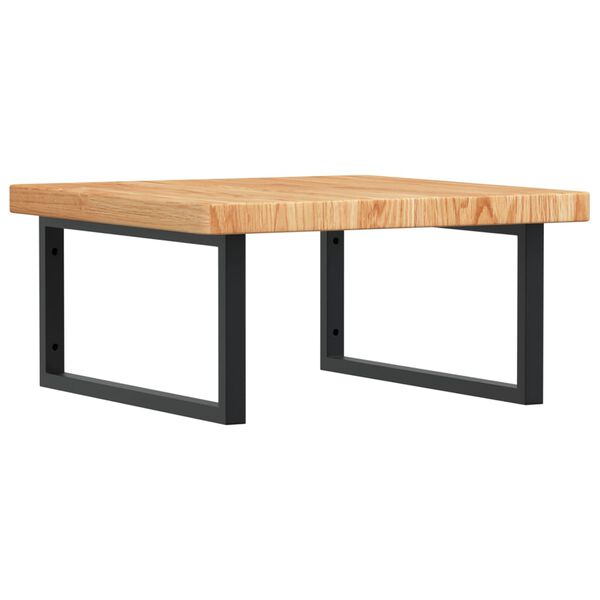 vidaXL Ripiano a Parete per Lavabo in Acciaio e Massello di Rovere