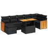 vidaXL Set Divani da Giardino con Cuscini 8 pz Nero Polyrattan Acacia