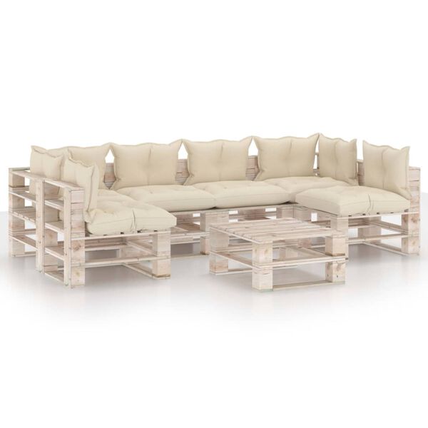 vidaXL Set Divani da Giardino Pallet 7 pz con Cuscini in Legno di Pino