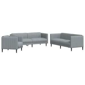 vidaXL Set di Divani 3 pz Grigio Chiaro in Tessuto