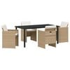 vidaXL Set da Pranzo per Giardino con cuscino 5 pcs Beige polyrattan