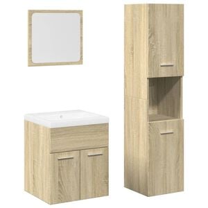 vidaXL Set Mobili da Bagno 4 pz Rovere Sonoma in Legno Multistrato