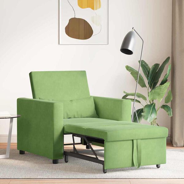 vidaXL Divano letto estraibile singolo Verde chiaro 90 x 165 x 87 cm