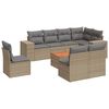 vidaXL Set Divano da Giardino 9 pz con Cuscini Beige in Polyrattan
