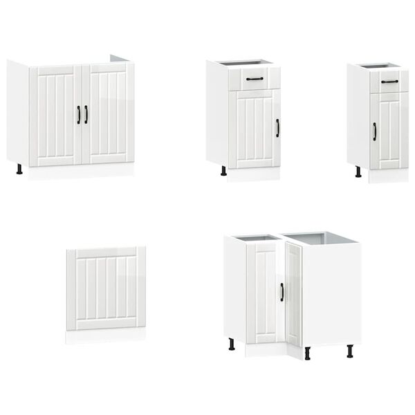 vidaXL Set Mobili da Cucina 11 pz Kalmar Bianchi Lucido in Truciolato