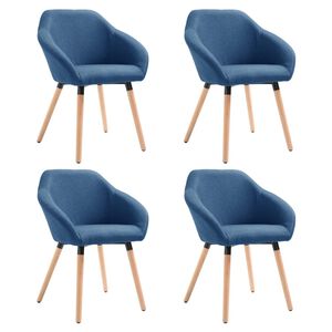 vidaXL Sedie da Pranzo 4 pz Blu in Tessuto