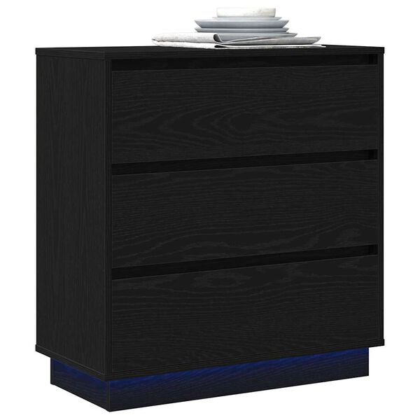 vidaXL Armadio da Notte con cassetto Rovere Nero 71 x 34,5 x 75 cm