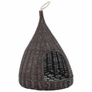 vidaXL Cesta per Gatti Cuscino Grigio 40x60cm Teepee Salice Naturale