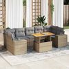vidaXL Set Divano da Giardino 8 pz con Cuscini Beige in Polyrattan