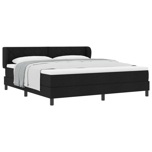 vidaXL Letto a molle con materasso Nero 180 x 200 cm Tessuto