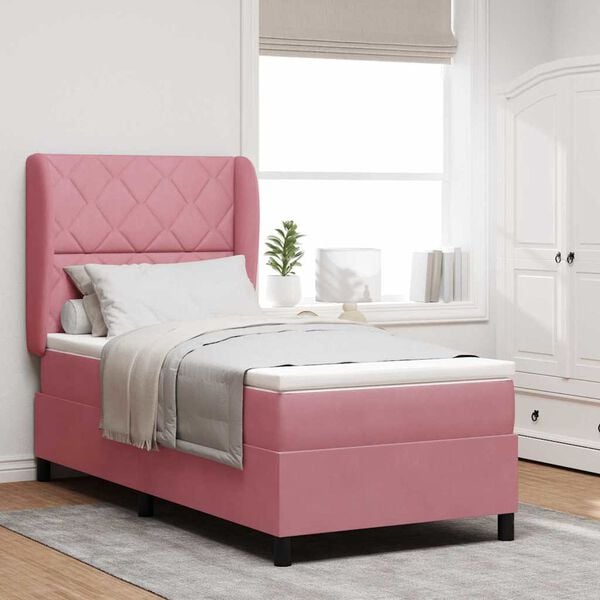 vidaXL Letto a molle con materasso Rosa 200 x 90 cm Poliestere