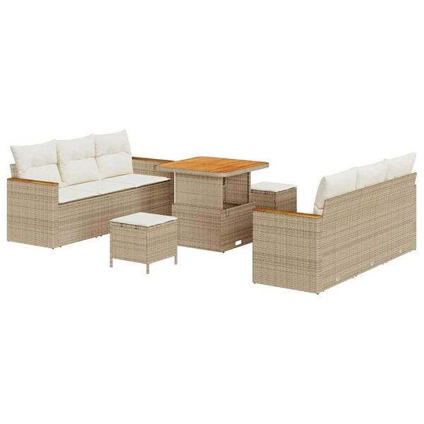 vidaXL Set Divano da Giardino 11 pcs Beige e Crema polyrattan