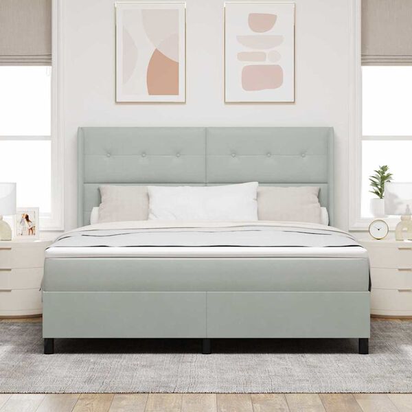 vidaXL Letto a molle con materasso Grigio chiaro 180 x 200 cm Velluto