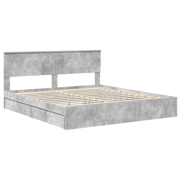 vidaXL Letto con Contenitore con testiera Grigio cemento 180 x 200 cm