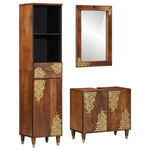 vidaXL Set di Armadi da Bagno 3 pz Marrone miele