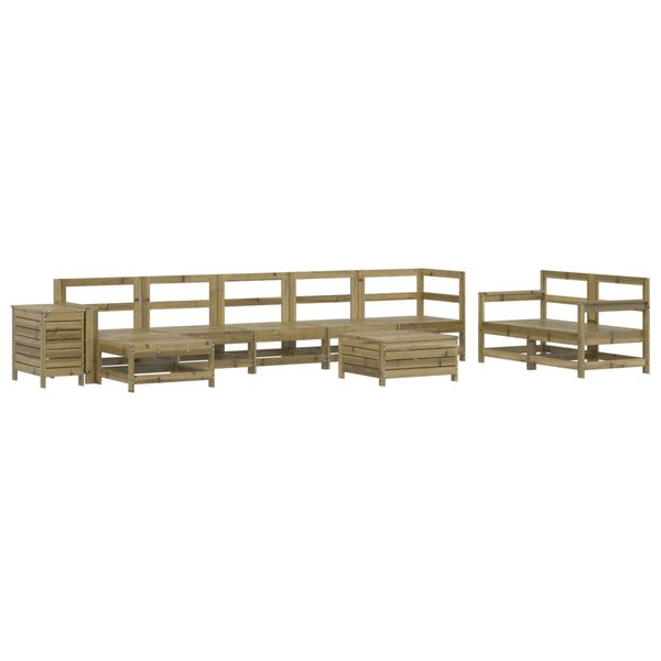 vidaXL Set Divani da Giardino 10 pz in Legno Impregnato di Pino